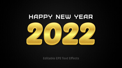 2022 happy new year golden 3d text effect design vector 