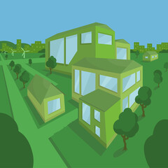 Ecological city and vegetation in the summer season.