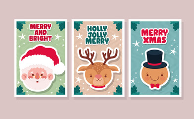 Fototapeta premium merry xmas cards with characters