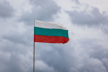 Bulgarian flag on a beach in Burgas, Bulgaria