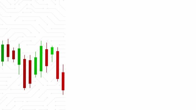 Stock market or forex trading candlestick chart exchange. Stock broker monitor  economic graph with diagrams, business and financial concepts reports. Technology communication concept 4K