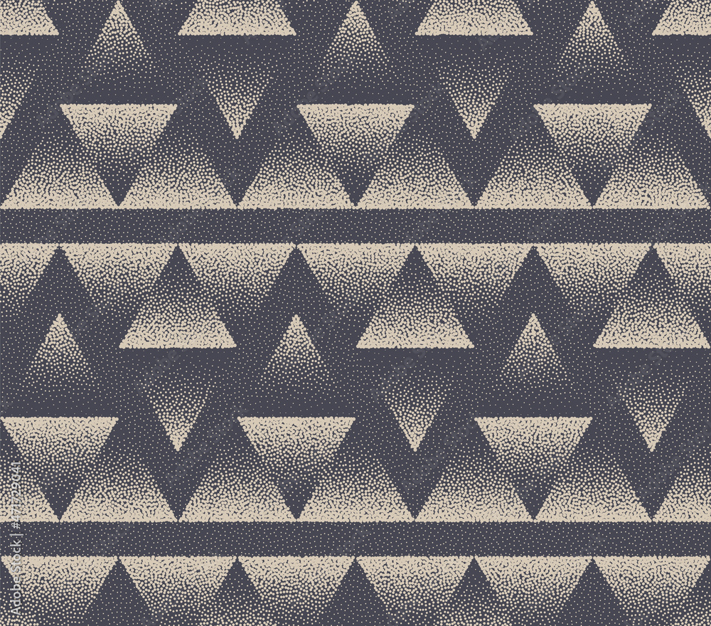 Aufkleber decorative geometric triangles ethnic seamless pattern vector stippled abstract background. hand dra