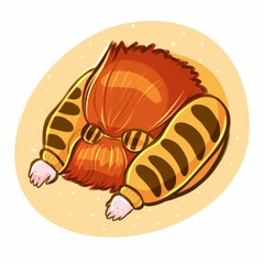 a girl in a tiger costume, can be used as a sticker, can be used as a sticker for social networks, the girl is sleeping, the girl is tired, face on the table
