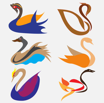 
Set of polygon wild animals icons. Geometric heads of a bear, lion,swan, eagle,fish,orca  Linear style vector collection illustration.