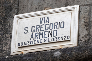 Naples, Italy. San Gregorio Armeno street sign.