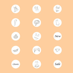 Vector icons. Silhouette of a woman. Pictures for the store. Women's underwear. Lacy lingerie. Sexy lingerie. Vector.