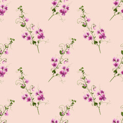 seamless pattern with with wildflowers
