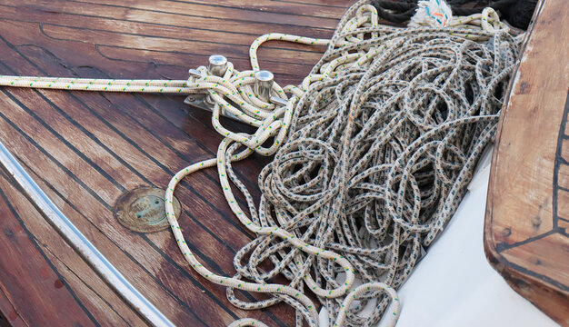 fishing nets and ropes on dock