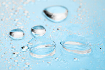 contact lenses with droplets around close up view  - Image