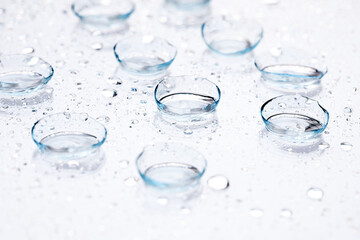 contact lenses with droplets around close up view  - Image