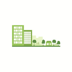 Ecological city on a white background. In flat design.