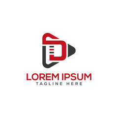 letter D media logo vector free stock |  letter mark D monogram, symbol, play button logo letter D