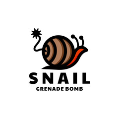 Bomb grenade combination with snail in background white,vector logo design as you editable