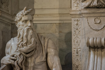Statue of Moses by Michelangelo in Rome, Italy