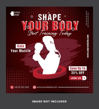 Gym Fitness Social Social Media Posts Templat Banner Or Flyer Vector