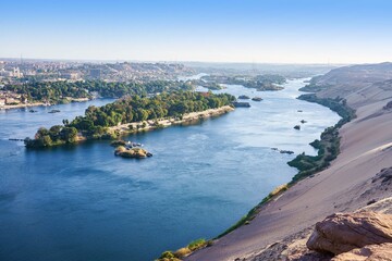 Obraz premium Aerial View of Nile River in Aswan City - Egypt