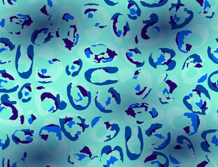 Full Seamless Leopard Pattern Texture Vector. Endless light blue cheetah design for dress fabric print.