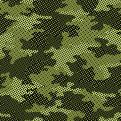 Full seamless military camouflage skin halftone dotted pattern vector for decor and textile. Ornamental pointed army masking design for hunting textile fabric print and wallpaper. Design for trendy fa