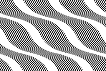 Full Seamless Background with waves lines Vector. Black and white texture with vertical wave lines. Vertical lines design for fashion and decor fabric print.