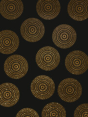 golden mandala on a black background, shiny patterns on a dark background, glitter, golden sequin ornament on a black background, shining sequins