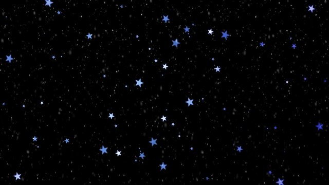 Snowfall animation with dark background and blue blinking stars