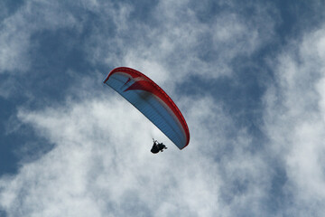 paraglider flying seen from below on August 23, 2014 in Merida Venezuela