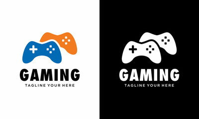 Gaming Logo Design Template. Stick Game Icon Logo. on a black and white background. © javanese