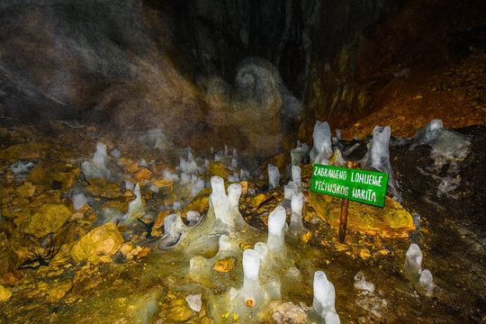 Ice cave, Ledena pecina, in Montenegro, National Park Durmitor.
