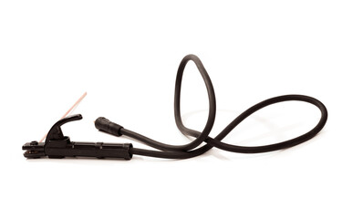 electrode holder part of the welding machine isolated on white  - Image