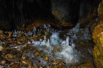 Ice cave, Ledena pecina, in Montenegro, National Park Durmitor.