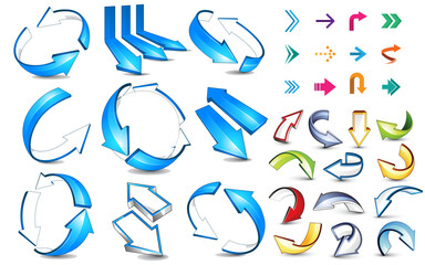 set bundle sign icon symbol arrow, curved, reverse, equal etc
