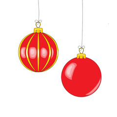 a set of red Christmas balls on the Christmas tree