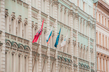 flags on the building