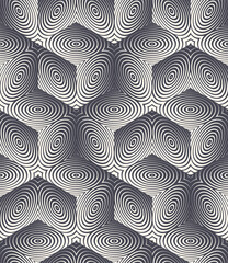 Eclectic Fashion Pattern Vector Seamless Stylish Abstract Background. Geometrical Concentric Circles Patterned Cube Shapes Regular Endless Wallpaper. Repeating Cubical Structure Retro Art Illustration