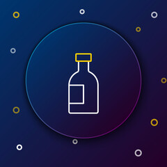 Line Glass bottle of vodka icon isolated on blue background. Colorful outline concept. Vector