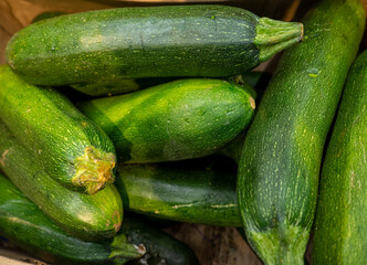 Zucchini. A healthy vegetable. Healthy lifestyle.  Raw zucchini on the counter.