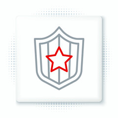 Line Shield with stars and stripes icon isolated on white background. United States of America country flag. 4th of July. USA Independence day. Colorful outline concept. Vector