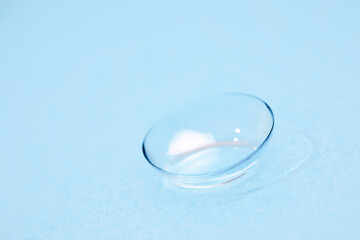 contact lenses on blue backgroundn close up view  - Image