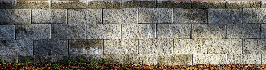 Fresh new concrete block wall on a sunny day, as a texture a background
