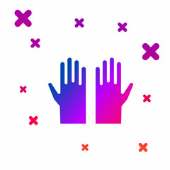 Color Medical rubber gloves icon isolated on white background. Protective rubber gloves. Gradient random dynamic shapes. Vector