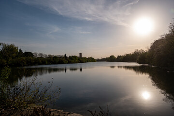 Obraz premium sunset over the river