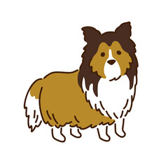 シェルティ　シンプルでかわいい犬のイラスト／Sheltie simple and cute dog illustration