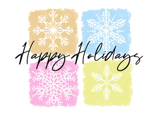 Colorful Happy Holidays Celebration Card, Invitation for Celebration Party, Happy Holiday Banner with Snowflakes, New Year Celebration Card