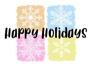 Colorful Happy Holidays Celebration Card, Invitation for Celebration Party, Happy Holiday Banner with Snowflakes, New Year Celebration Card