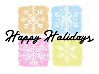 Colorful Happy Holidays Celebration Card, Invitation for Celebration Party, Happy Holiday Banner with Snowflakes, New Year Celebration Card