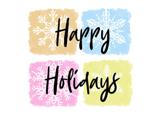 Naklejka na ściany i meble Colorful Happy Holidays Celebration Card, Invitation for Celebration Party, Happy Holiday Banner with Snowflakes, New Year Celebration Card