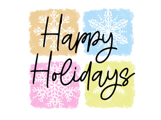 Colorful Happy Holidays Celebration Card, Invitation for Celebration Party, Happy Holiday Banner with Snowflakes, New Year Celebration Card