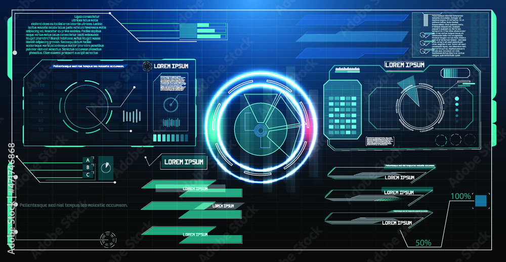 Poster hud elements,graph.vector illustration.head-up display elements for the web. hud ui gui futuristic u