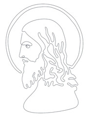 Jesus Christ face. Christian and Catholic religion. Vector illustration