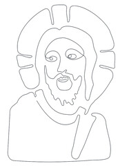 Jesus Christ face. Christian and Catholic religion. Vector illustration
